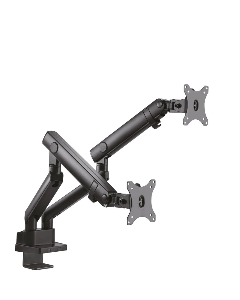 ICY BOX Monitor Halterung für 2 Monitore bis 32 Zoll (bis 8kg, VESA 75x75/100x100), Monitorständer aus Stahl, Schwenk-& Neigbar, Befestigung auf Tischplatte/Tischkante, IB-MS314-T