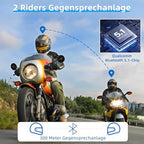 WAYXIN T2 Motorrad Headset mit Gegensprechanlage,Helm Kommunikationssystem für 2 Personen in Reichweite von 300m, mit Sprachassistent, Wasserdicht Freisprecheinrichtung,Musikanrufsteuerung(1pc)