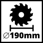 Einhell Handkreissäge TE-CS 190/1 500 W, 5.500 min-1, werkzeuglose Einstellung, Großer Griffbügel, Alu-Sägetisch, Spindelarretierung, inkl. Hartmetall-Sägeblatt)