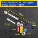 Goodyear Radwechselset, 6-teilig, Drehmomentschlüssel + Umschaltknarre + 3-tlg. Steckschlüsselsatz + Verlängerung, Box, Schwarz