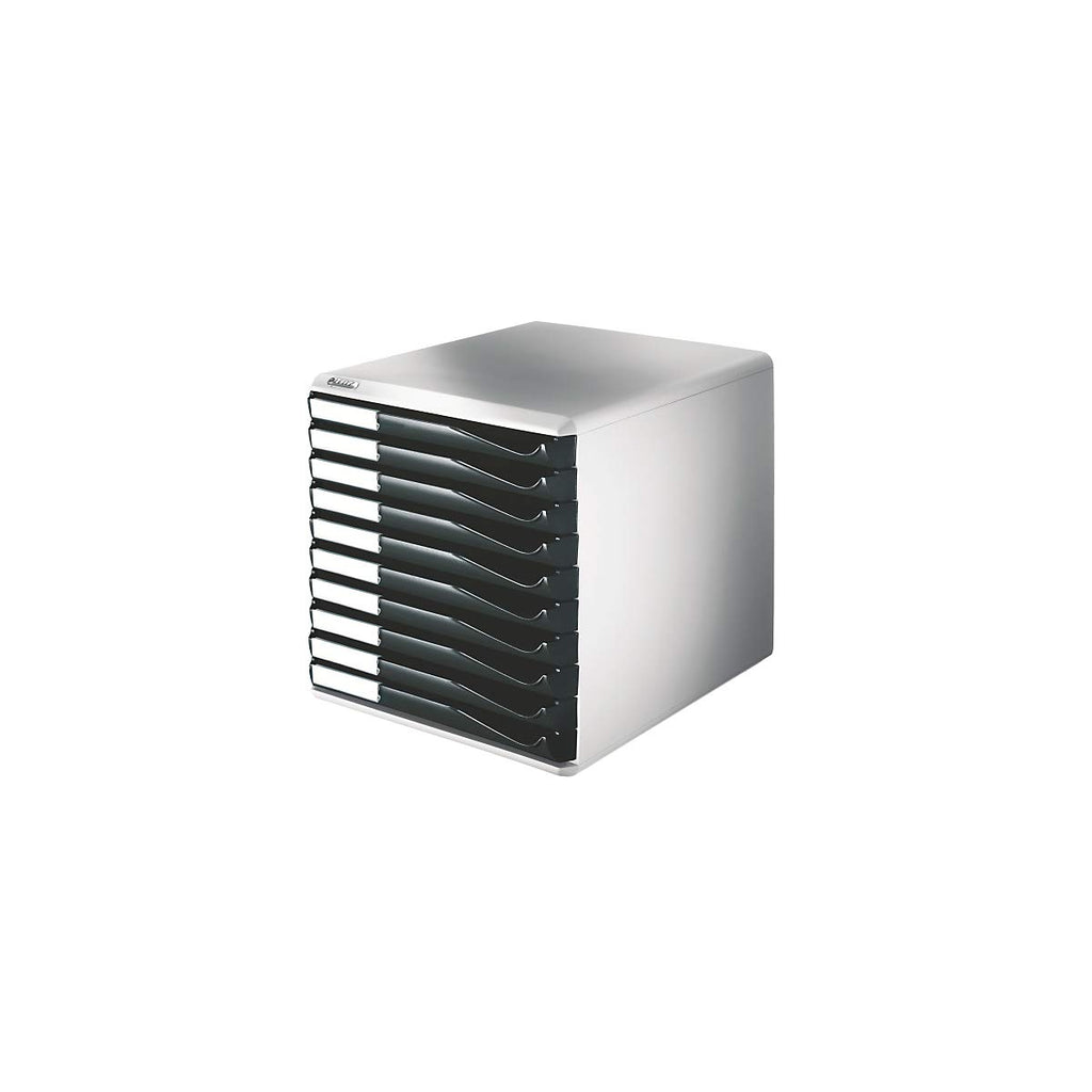 Leitz Post-Set mit 5 Schubladen, Schubladenset zur Aufbewahrung von Dokumenten und Büromaterialien, Schwarz, 52800095