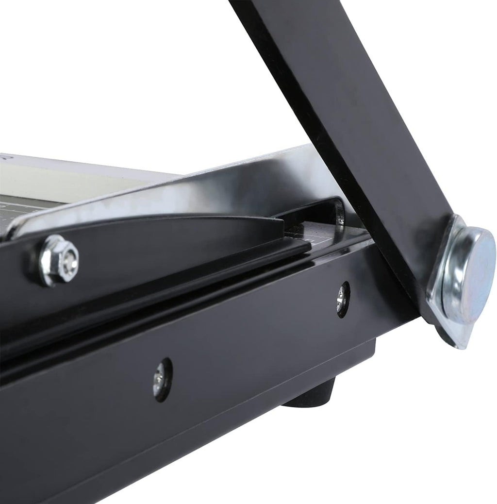 Papierschneider A4-B7,300-485mm Schnittlänge Guillotine Papierschneider für Karton Metallbasis mit Sicherheitsklingenverriegelung und Dual-Führung, 10-12 Blatt Kapazität (Schwarz 300mm)