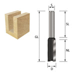 ENT 10361 Nutfräser HW, Schaft (S) 8 mm, Durchmesser (D) 6 mm, NL 20 mm, SL 32 mm, GL 55 mm