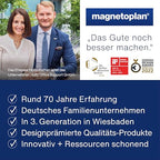 magnetoplan Flipchart De Luxe, mobil | Höhenverstellbar bis 2,0 m | 2 Seitenarme für 3-fache Präsentationsfläche | Mobil mit Rollen | Vollstahlkonstruktion Weiß/Lichtgrau | Schreibfläche 680x1043mm