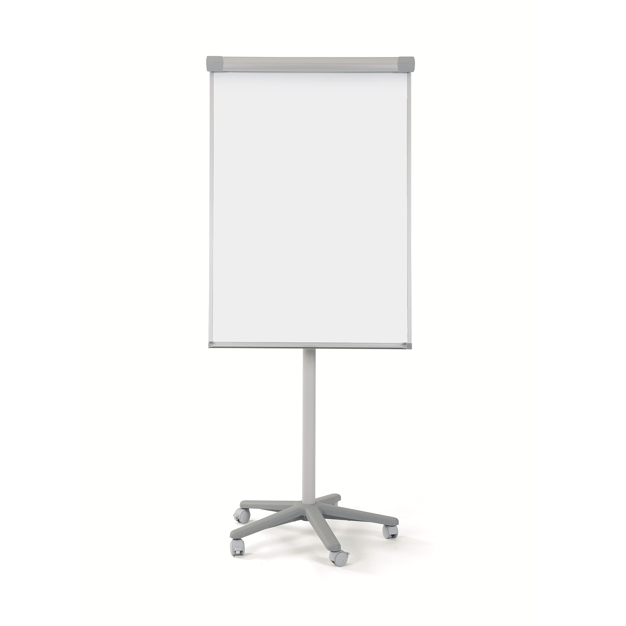 Bi-Office Mobiles Flipchart Smart, mit 5 Rollen, Magnetisch, Aluminiumrahmen, Tafelgröße 70 x 100 cm, Gesamthöhe 180 cm,Grau,