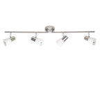 Brilliant Lampe Luca Spotrohr 4flg eisen/chrom/weiß | 4x R50, E14, 40W, geeignet für Reflektorlampen (nicht enthalten) | Arme drehbar/Köpfe schwenkbar