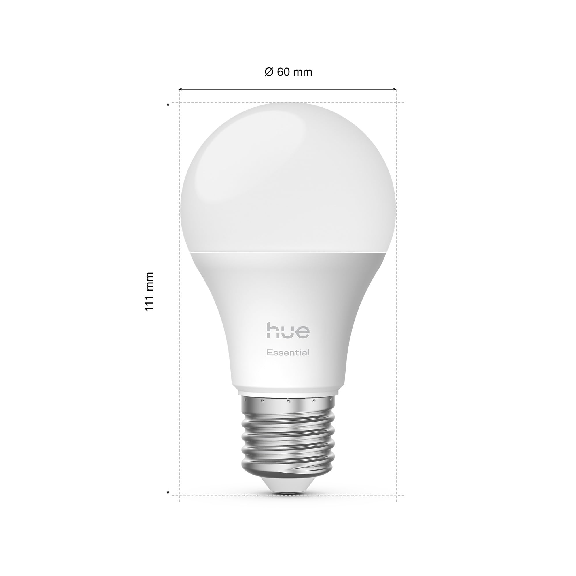 Philips Hue Essential Smart LED A60 Glühbirne,white and color, E27-Fassung, 8 W, 2200 K–6500 K, 806 lm, dimmbar, kompatibel mit Alexa, Google Assistant und Apple Home, 4er-Pack