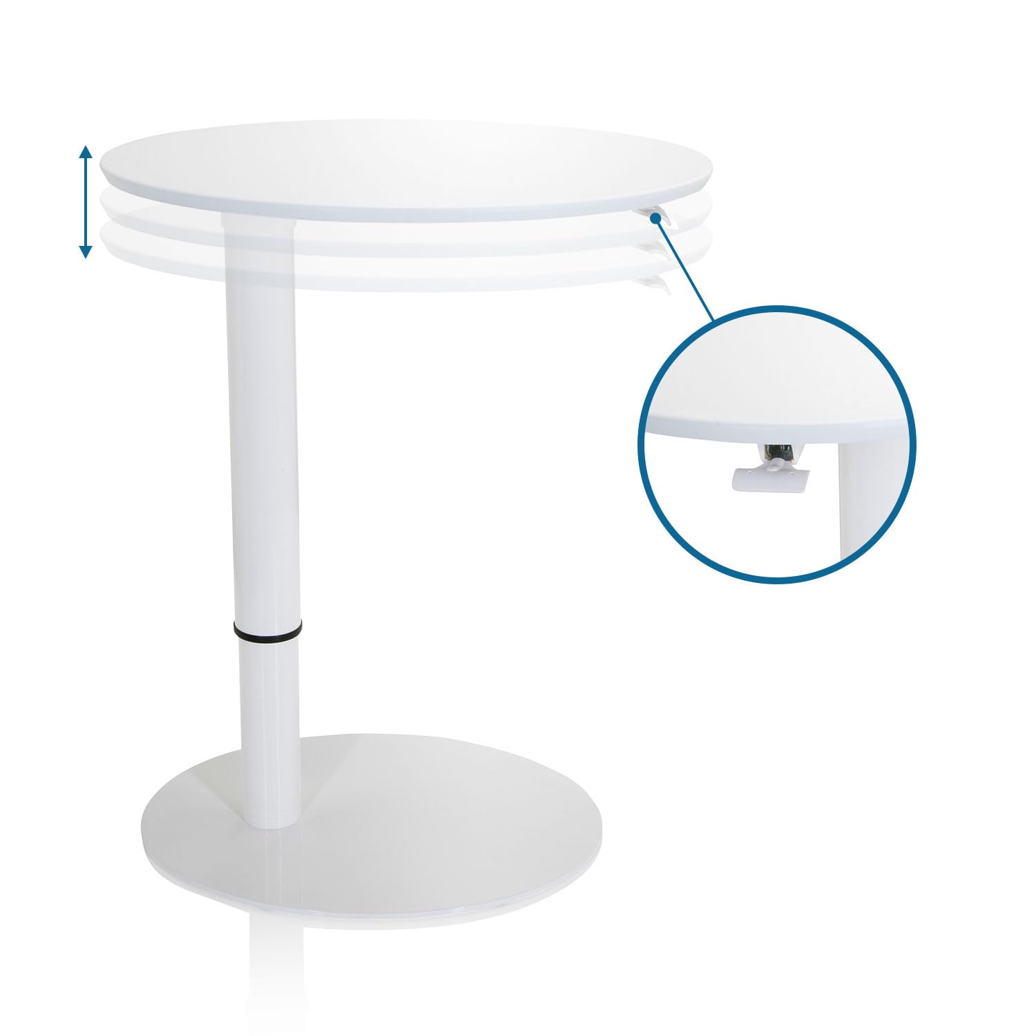 hjh OFFICE 830055 Stehtisch höhenverstellbar Stand III Weiß Beistelltisch Pult mit Gasfeder, Höhe bis 104,5 cm