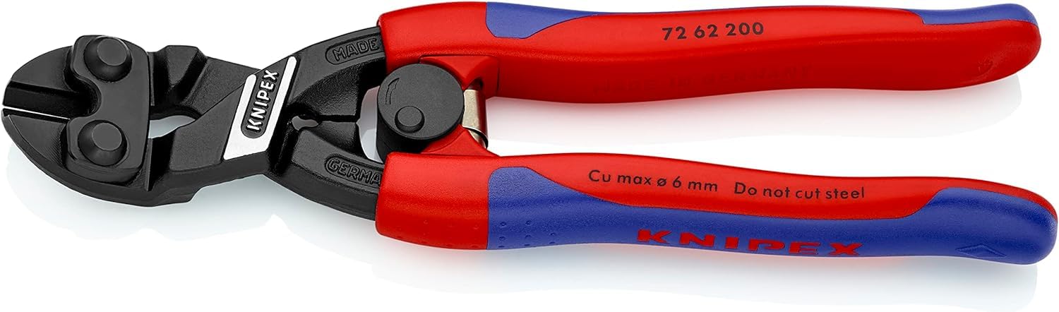 KNIPEX Kraft-Bündigschneider für Weichmetall und Kunststoff mit schlanken Mehrkomponenten-Hüllen 200 mm, 72 62 200