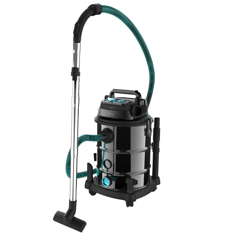 Cecotec Staubsauger für Feste Stoffe und Flüssigkeiten 30L Conga Rockstar Wet & Dry Steel Pro Tool. 1600W, erhöhte Haltbarkeit und Widerstandsfähigkeit, enthält Steckdose für Werkzeuge, Zubehörkit