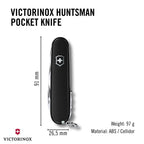 Victorinox Schweizer Taschenmesser Huntsman, Multitool, Swiss Army Knife mit 15 Funktionen, Klinge, Korkenzieher, Dosenöffner, Faltschachtel, Schwarz