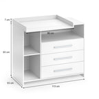 Vicco Wickelkommode Oskar, Wickelaufsatz für die Kommode, Weiß, 113 x 100 cm mit Schubladen