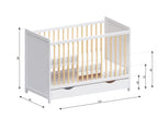Love For Sleep Babybett Beistellbett 120x60cm mit Schaumstoffmatratze mit gestepptem Bezug Weiß-Kiefer Tokyo Kinderbett Baby Bett Holz - Kinderbett Babybett, Mitwachsend Gitterbett Baby Bed