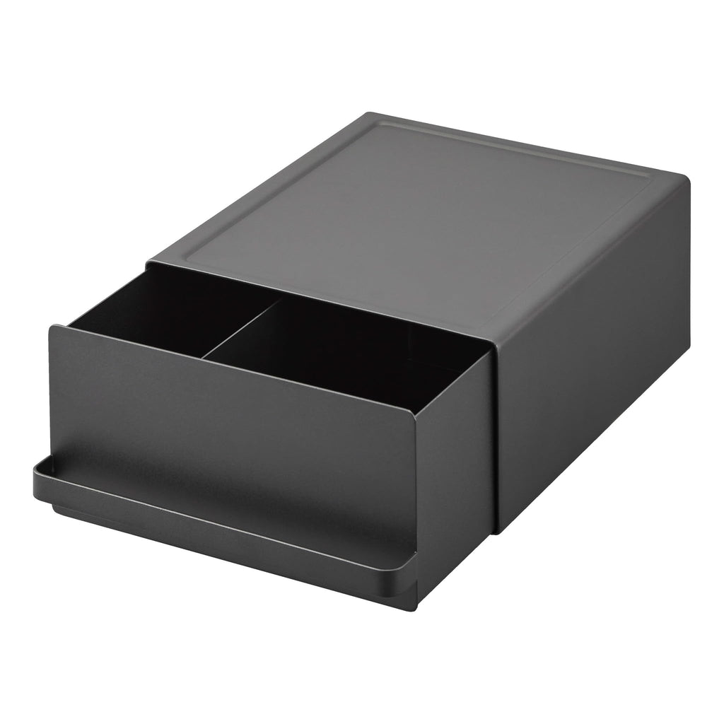 Yamazaki 2019 TOWER Schublade für die Arbeitsplatte, schwarz, Stahl/Polypropylen/Magnet, minimalistisch, 22.2 x 27.5 x 11.5 cm