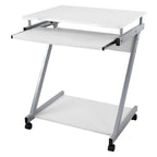 VASAGLE Schreibtisch, Computertisch mit 4 Rollen, 2 Davon mit Bremsen, PC-Tisch leichtgängiger Tastaturauszug, erleichterte Montage, platzsparender PC-Tisch in Z-Form, weiß, LCD811W, 60 x 48 x 73 cm
