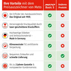 Meto Basic S Starter Kit inkl. 11.000 Etiketten – Preis, Datum, MHD (1-zeilig, 8-stellig für 22x12 mm Etiketten, sofort einsatzbereit) Handauszeichner + 11 Etikettenrollen