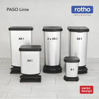 Rotho Paso Mülleimer 20l mit Deckel, Kunststoff (PP recycelt) BPA-frei, blau, 20l (29.3 x 26.6 x 45.7 cm), Nicht zutreffend