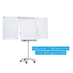 FRANKEN Flipchart, Beschreibbar, Magnetisch, Mobil, Mit Rollen und 2 Seitenarmen, Whiteboard mit Ständer, Papierhalterung und Stifteablage, 67 x 95 cm, PRO Deluxe Mobil, FC81