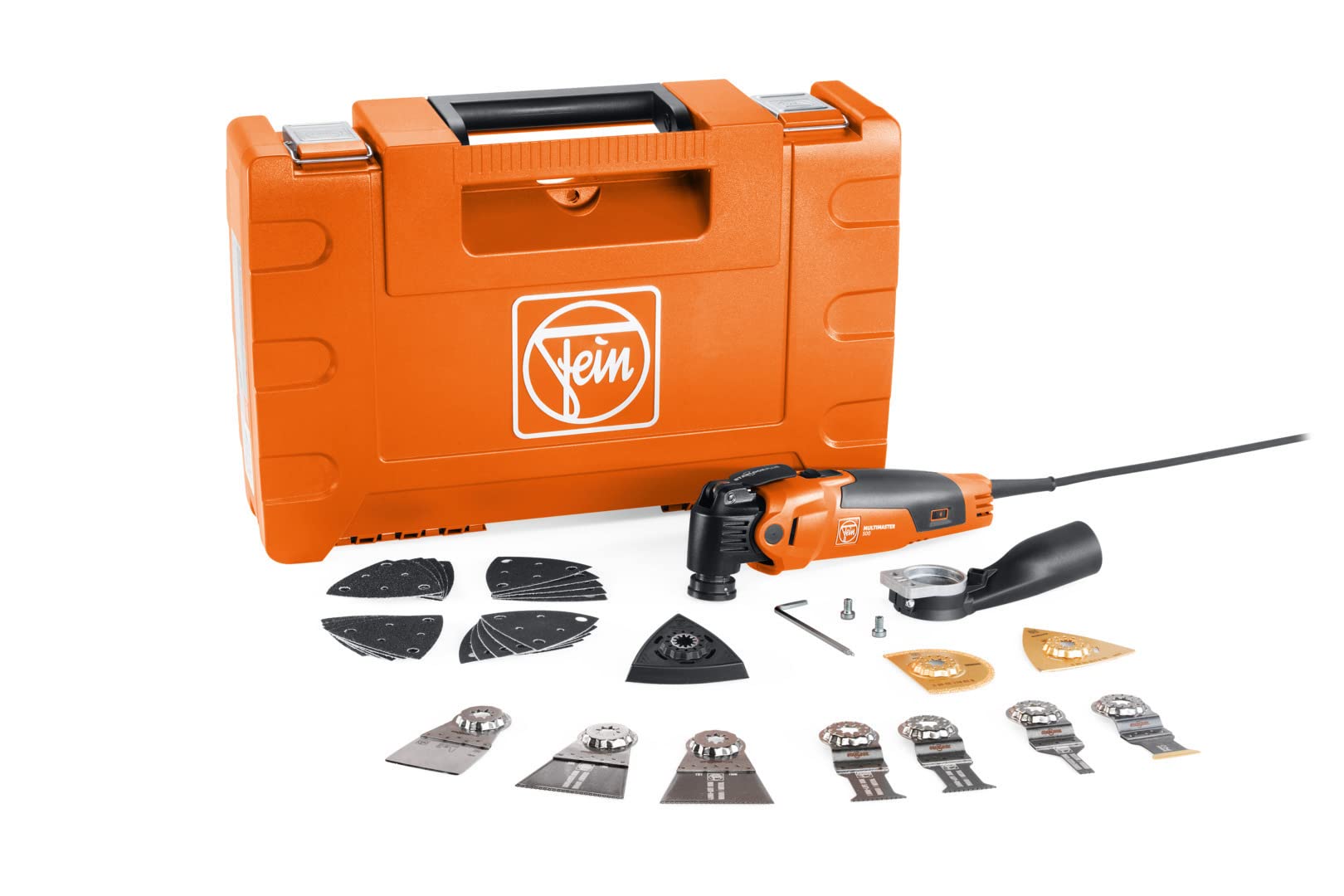 FEIN Multimaster MM 500 Plus Top, Utensile multifunzione con 30 accessori, Motore FEIN da 350 W, Sistema antivibrazioni, Attacco Portautensile StarlockPlus, Sistema di serraggio rapido
