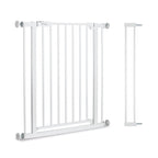 hauck Clear Step 2 + 9 cm Verlängerung, Weiß - Kinderschutzgitter Hundegitter, Verstellbare Breite 84-89 cm, 77 cm Hoch, Flacher Einstieg, Einhand Öffnung, ohne Bohren, für Innen
