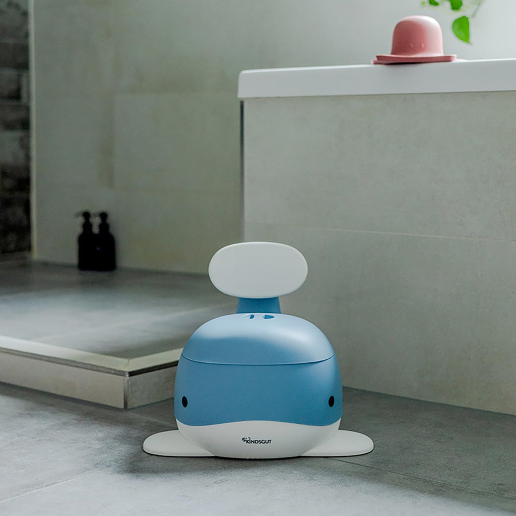 Kindsgut Kinder-Töpfchen, Babytopf WC/Klo, kinderfreundliches Wal-Design und dezente Farben, Toiletten-Training, Taubenblau