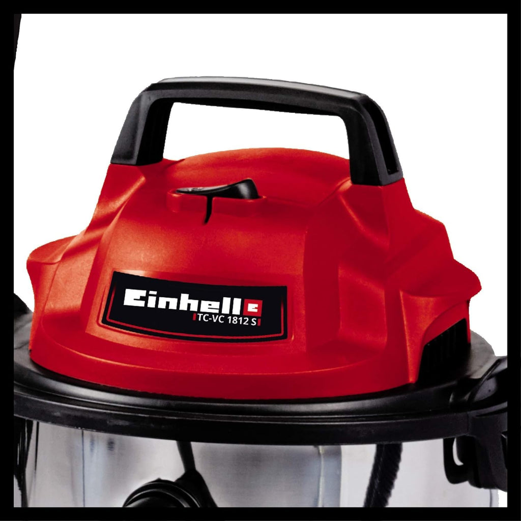 Einhell TC-VC 1812 S Nass-Trockensauger (1.250 W Leistung, 36mm Schlauchsystem, 12 l Edelstahlbehälter, Schaumstofffilter, umfangr. Düsenzubehör)