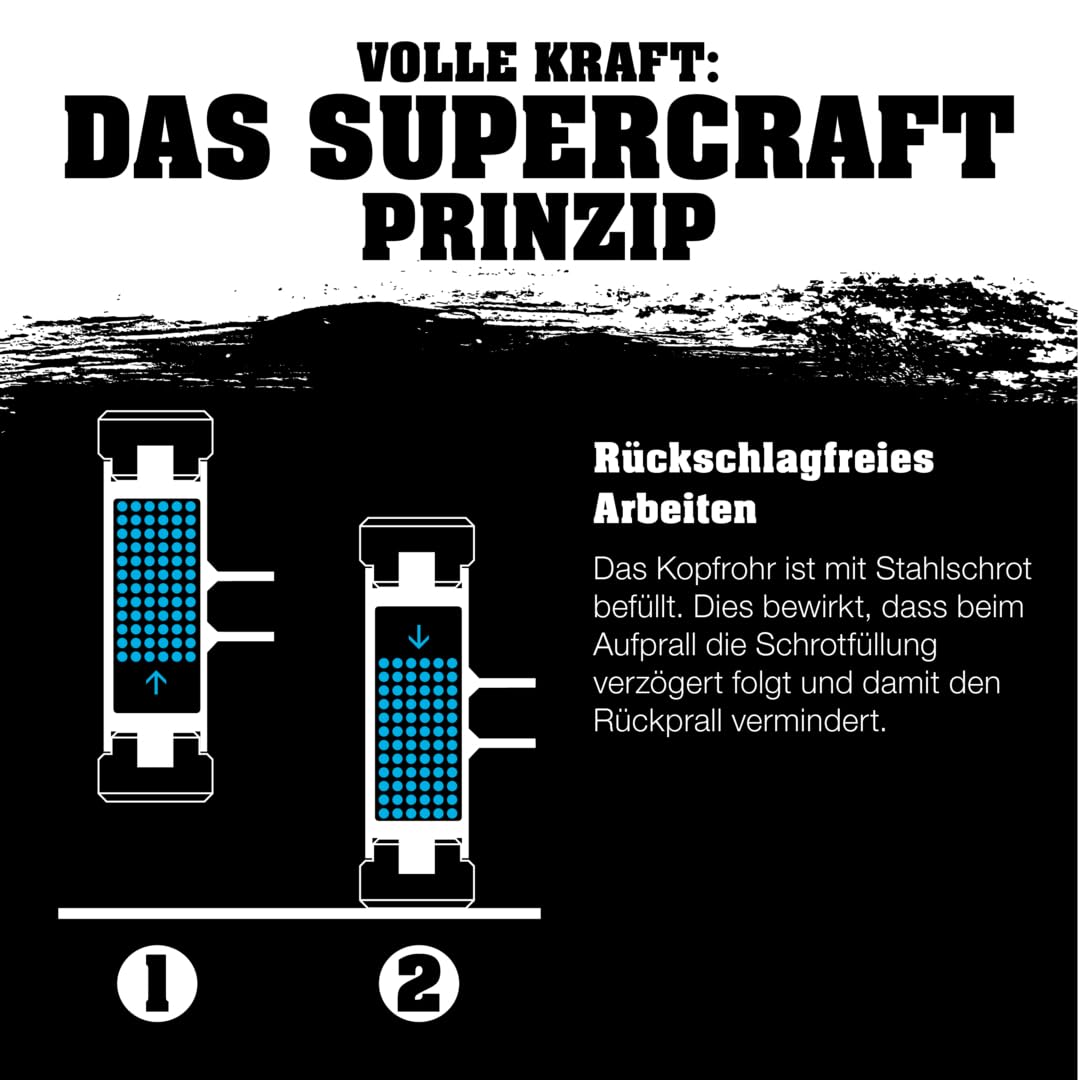 SUPERCRAFT-Schonhammer, mit bruchsicherem Stahlrohrstiel und ergonomisch geformtem, rutschsicherem Griff | D=70 mm | 3377.070