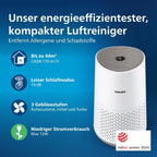 Philips Luftreiniger 600 Serie, Ultraleise und energieeffizient Für Allergiker, HEPA-Filter entfernt 99,97% der Schadstoffe, Für Räume bis zu 44m², App-gesteuert, Weiß (AC0650/10)