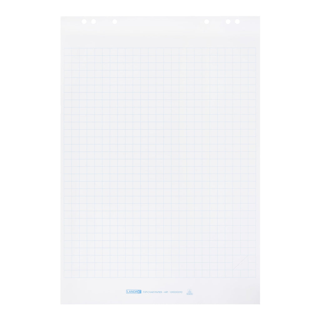 Landré Flipchart Papier, kariert, 20 Blatt je Block, 6 fach Lochung, 5 Stück