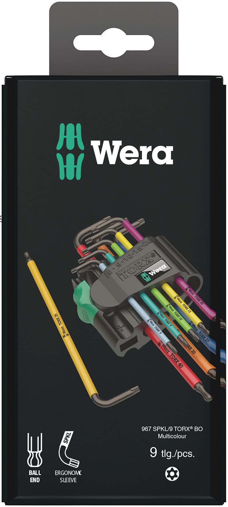 Wera Winkelschlüsselsatz 967 SPKL/9 TORX® BO Multicolour, BlackLaser, 9-teilig, 05073599001