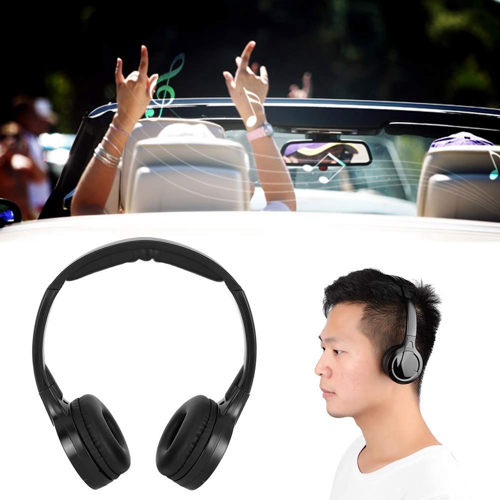 EVGATSAUTO Drahtloser Infrarot-Autokopfhörer, Audio 2-Kanal-IR Drahtloser Kopfhörer-Kopfhörer für das Hören von Auto-TV-Video-Audio