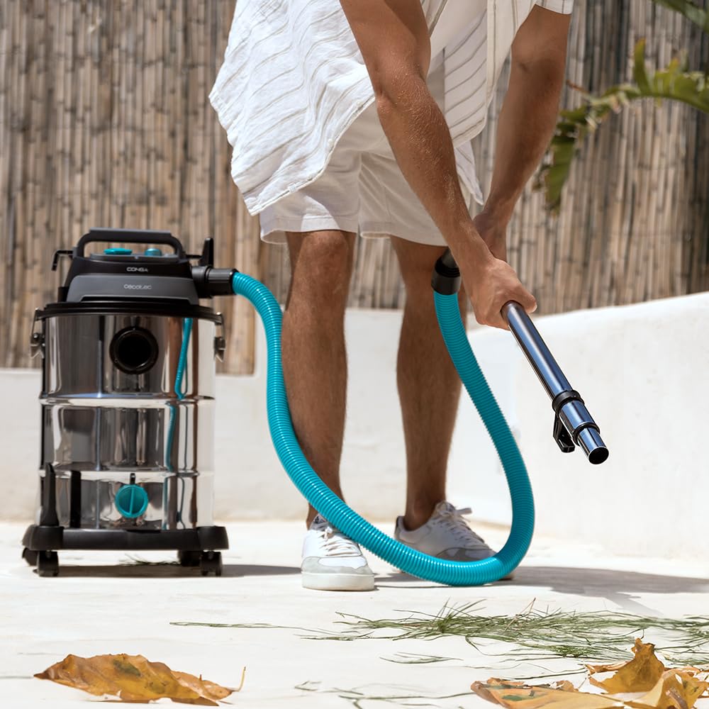 Cecotec Staubsauger für Feste Stoffe und Flüssigkeiten 30L Conga Rockstar Wet & Dry Steel Pro Tool. 1600W, erhöhte Haltbarkeit und Widerstandsfähigkeit, enthält Steckdose für Werkzeuge, Zubehörkit
