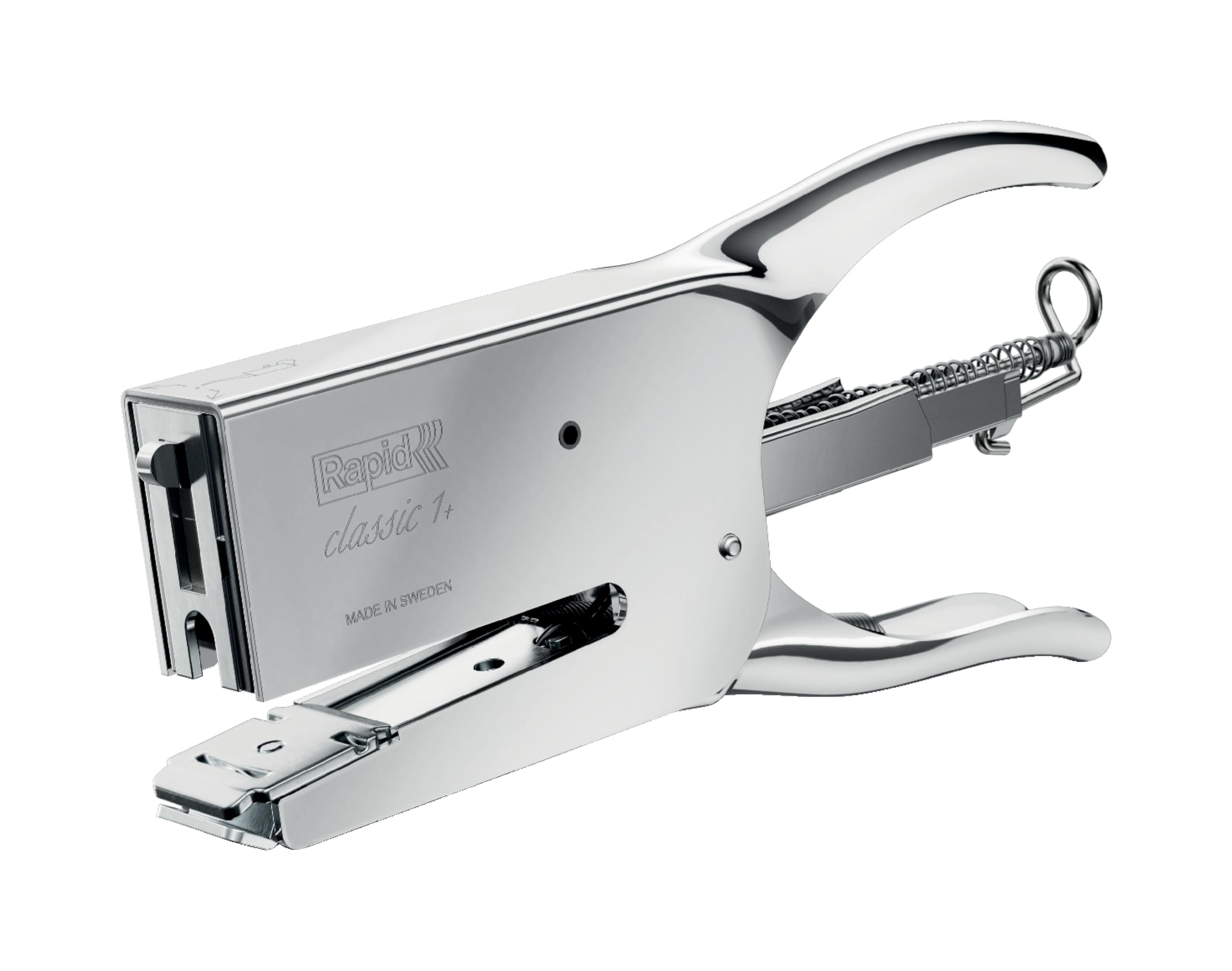 Rapid Classic K1+ Heftzange für Heftklammern Nr. 24 (24/6 und 24/8+), einstellbarer Amboss und Rücklademechanismus, ClimatePartner-zertifiziert – Büro, Haushalt, DIY, Einzelhandel, Chrom, 10510602
