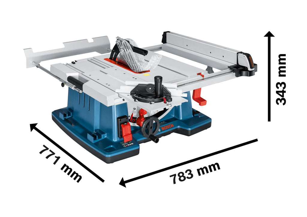 Bosch Professional Tischkreissäge GTS 10 XC (Sägeblatt-Ø: 254 mm, Sägeblattbohr-Ø: 30mm inkl. Absaugadapter, Parallelanschlag, Schiebestock, Winkelanschlag, Aufbewahrung für Sägeblatt)