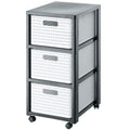 Rotho Country Rollcontainer mit 3 Schubladen in Rattan-Optik, Kunststoff (PP) BPA-frei, weiss, 3 x A4/18l (37.5 x 32.5 x 71.2 cm)