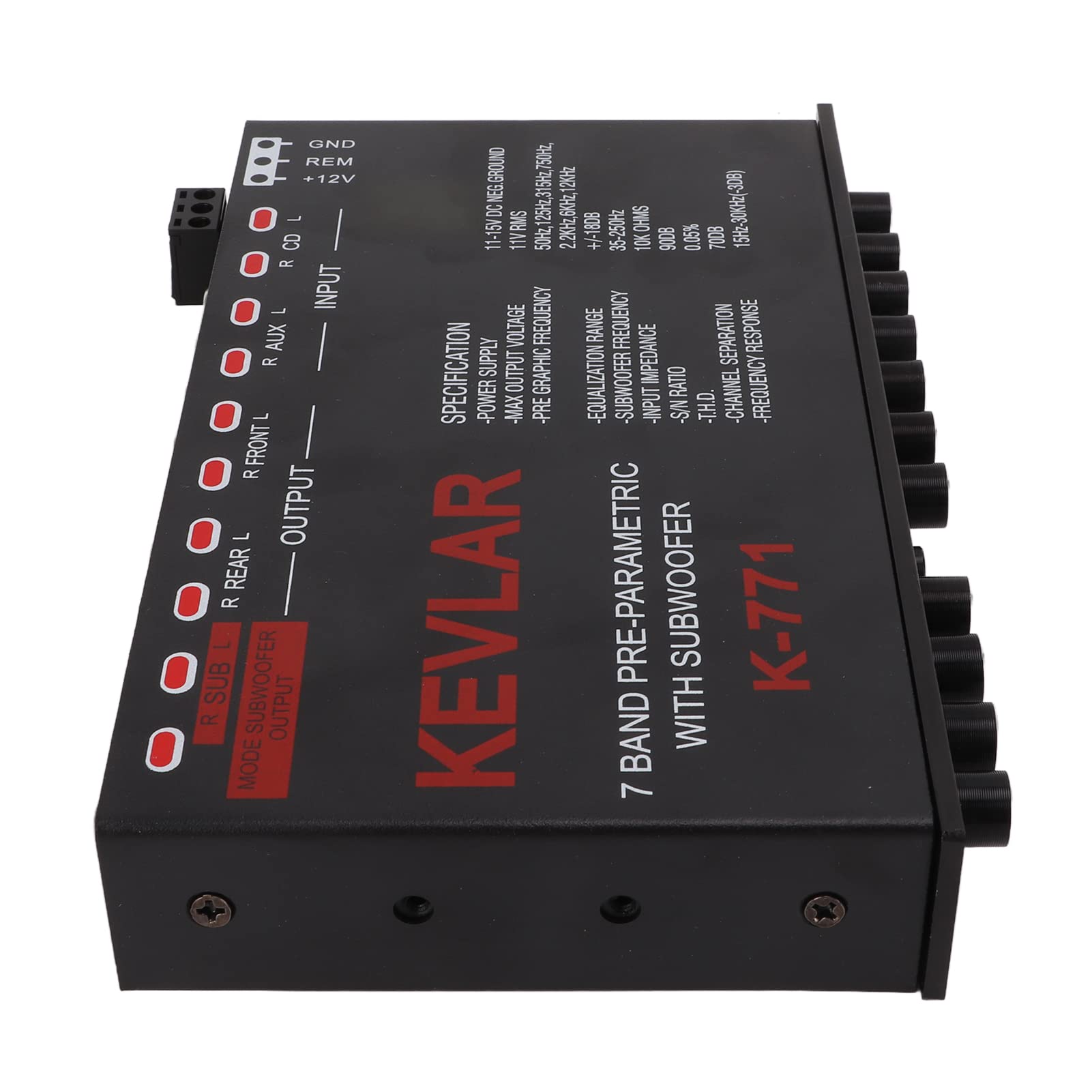 Auto-Equalizer mit 7-Band-Grafik-Equalizer 7-Band-Vorverstärker-Digital-Equalizer Auto-Audio-EQ Auto-Audio-Grafik-Equalizer Universeller Tiefpass 7-Band Variable Gain-Anpassung High-Level-Eingangs-EQ