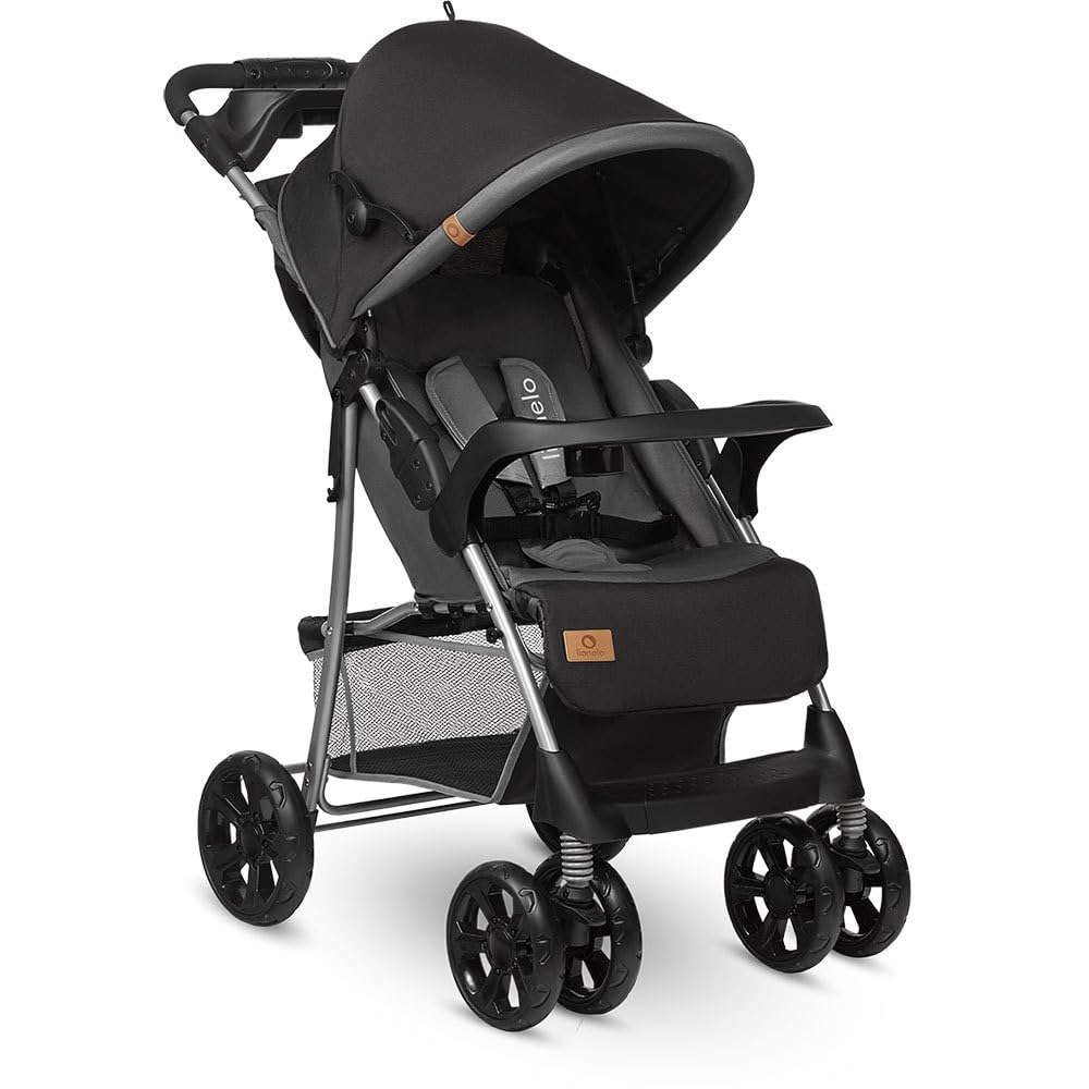 LIONELO Emma Plus Kinderwagen bis zu 15 kg, Kindersportwagen, leicht modern klein Buggy mit Liegeposition, zusammenklappbar, große Räder, großer Korb, Tasche Stone