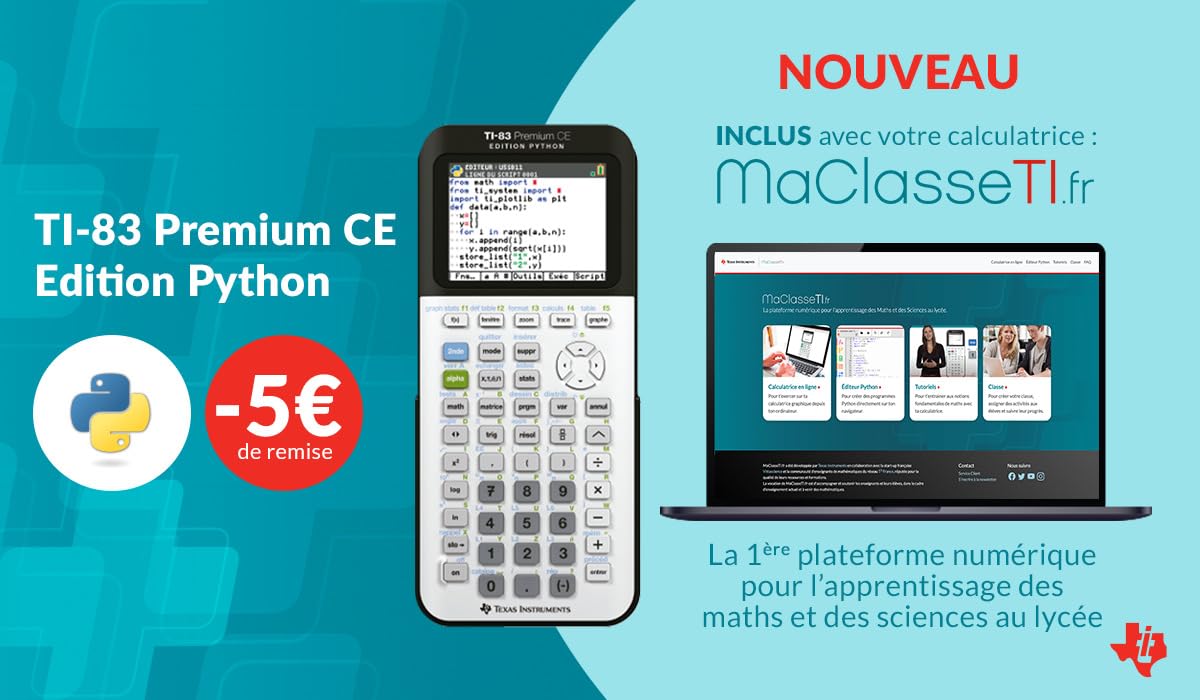 Texas Instruments TI-83 PREMIUM CE EDITION PYTHON Grafikrechner (nur mit französischer Anleitung und Sprache)