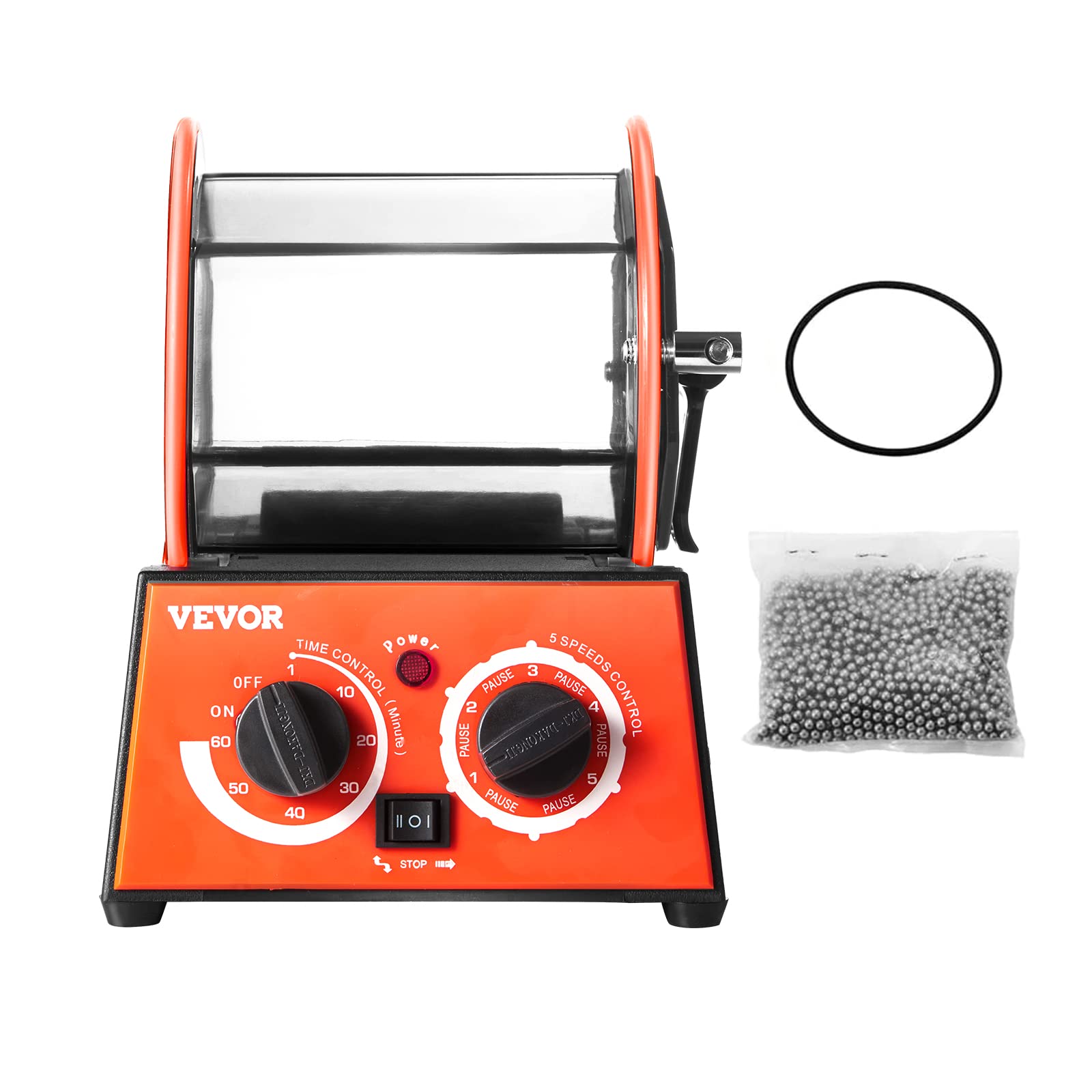VEVOR Poliertrommel Schmuck-Poliermaschine 3 kg, Rotary Tumbler Oberflächenpolierer 60 W, Schmuck Polieren Dreh-Tumbler Einstellbare Zeit & Drehzahl Polierer Kugelmühle, für Gold, Silber usw.