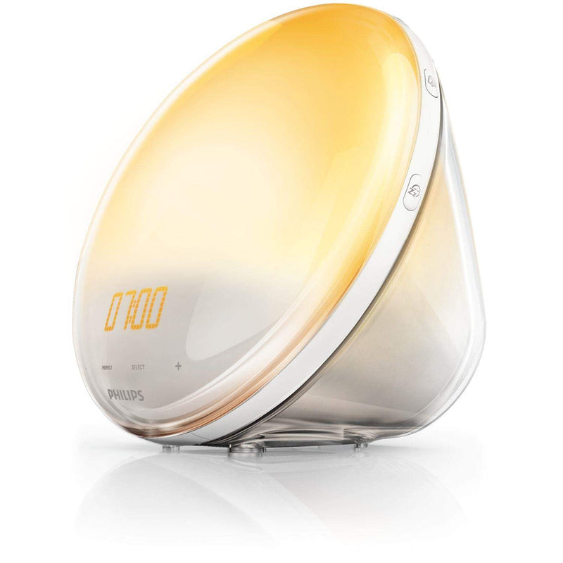 Philips SmartSleep Wake-Up Lichtwecker, Farbige Sonnenaufgang- und Sonnenuntergangssimulation, 5 Naturgeräusche, FM Radio & Leselampe, Tap Snooze - HF3519/20