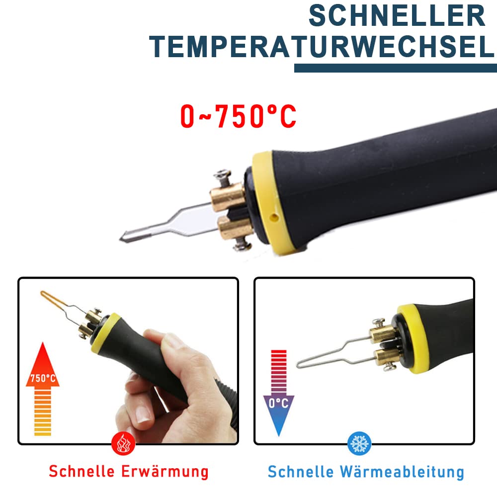 Brandmalerei 100W mit 23-teilig Spitz und zwei Stiften, Holzbrenner Brennkolben Set, Temperatur Einstellbar 0-750°C, Brandmalstation Brandmalkolben Brandmalgeräte für Holz, Leder und Kork