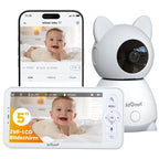 ieGeek 2K-Babyphone mit Kamera und Nachtsicht, 5-Zoll-WLAN-Video-Babyfon, Gegensprechfunktion, Schrei-/Bewegungserkennung, Temperaturerkennung, PTZ, Mobile App