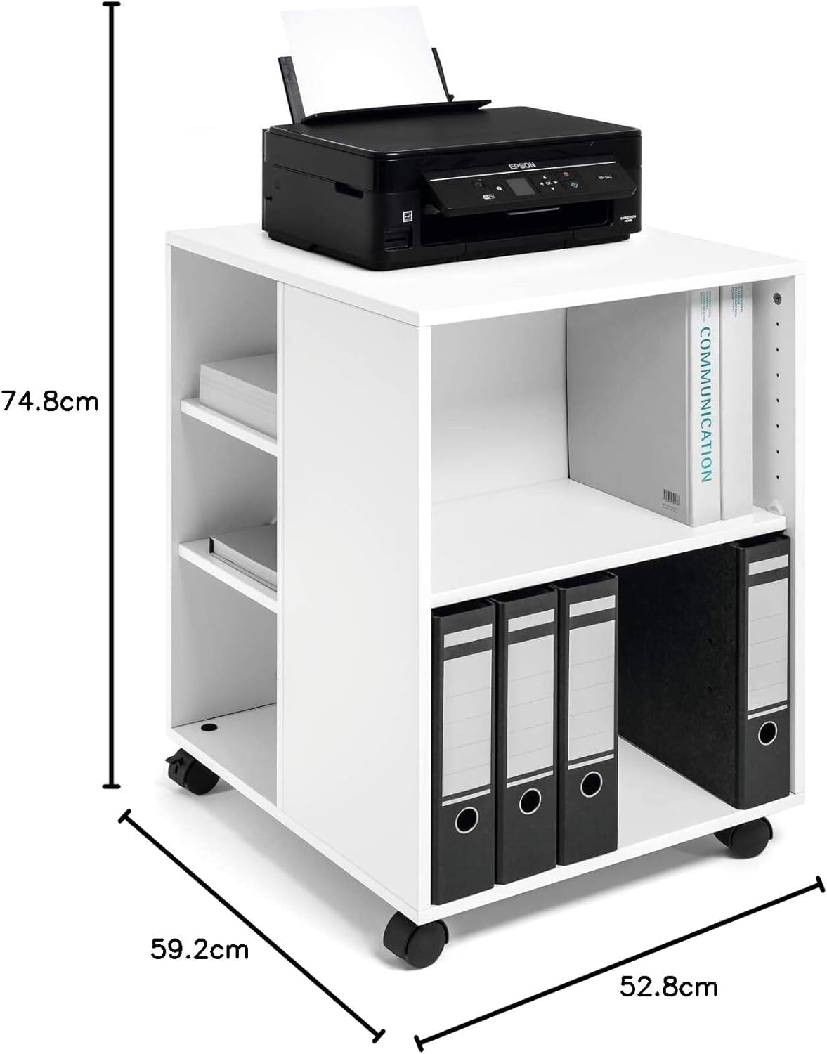 Durable Multifunktions-Wagen 74/59, 3-seitig offen mit 6 Regalböden (528 x 748 x 592 mm), weiß, 311302