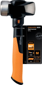 Fiskars Fäustel IsoCore M für den Einsatz bei Präzisionsabbrucharbeiten, Länge: 29 cm, Gewicht: 1,64 kg, Schwarz/Orange, 1020217