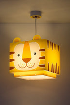 Dalber Lampe kinderzimmer, kinderlampe Pendelleuchte Hängelampe, Deckenleuchte Kinder, Deckenlampe kinderzimmer Little Tiger Tiere, Gelb, 64562, E27
