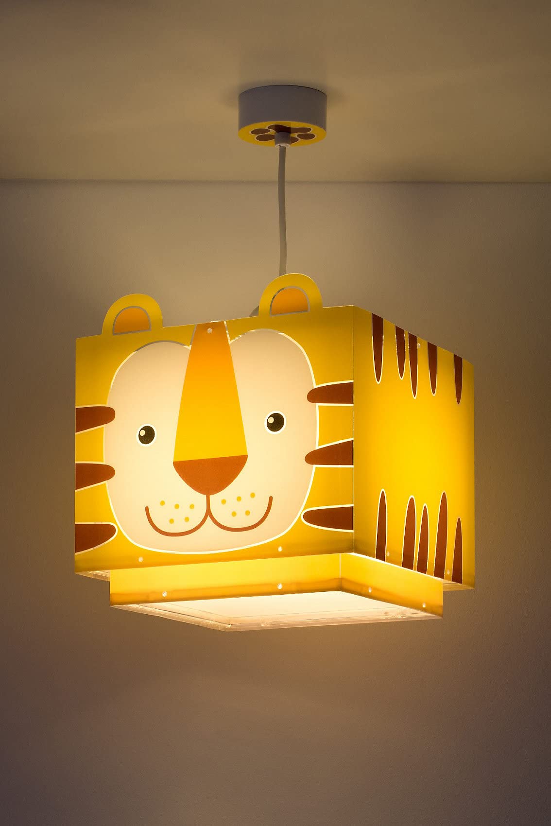 Dalber Lampe kinderzimmer, kinderlampe Pendelleuchte Hängelampe, Deckenleuchte Kinder, Deckenlampe kinderzimmer Little Tiger Tiere, Gelb, 64562, E27
