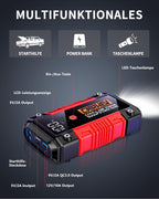 CARHEV Starthilfe Powerbank für pkw, 6000A Spitzenstrom Auto Starthilfe Powerbank, 12V Starter Powerbank(Bis zu 10L Benzin und 10L Diesel) Tragbarer Batterie Booster Jump Starter mit LED Taschenlampe