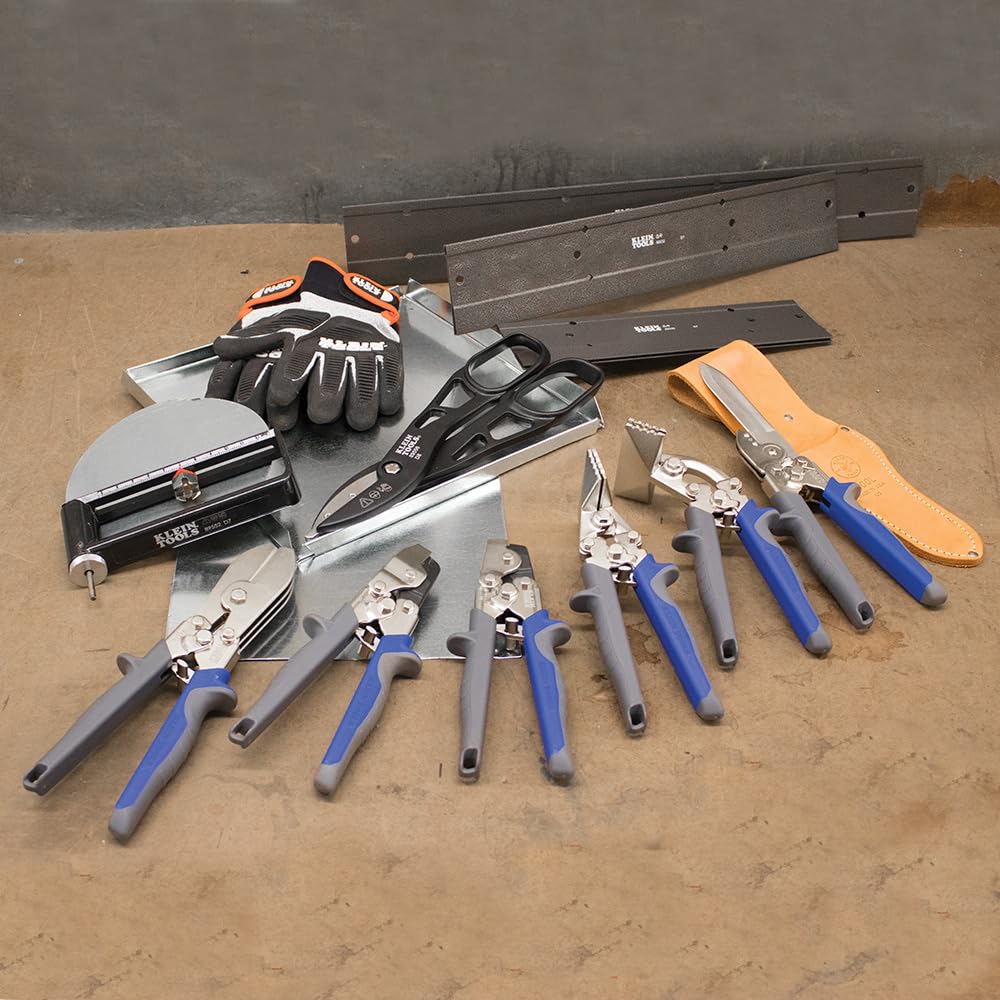 Klein Tools 86528 Stanzer-Set, Schnappverschluss-Stanzwerkzeug für Blech, Vinyl und Aluminiumverkleidungen, blau/grau
