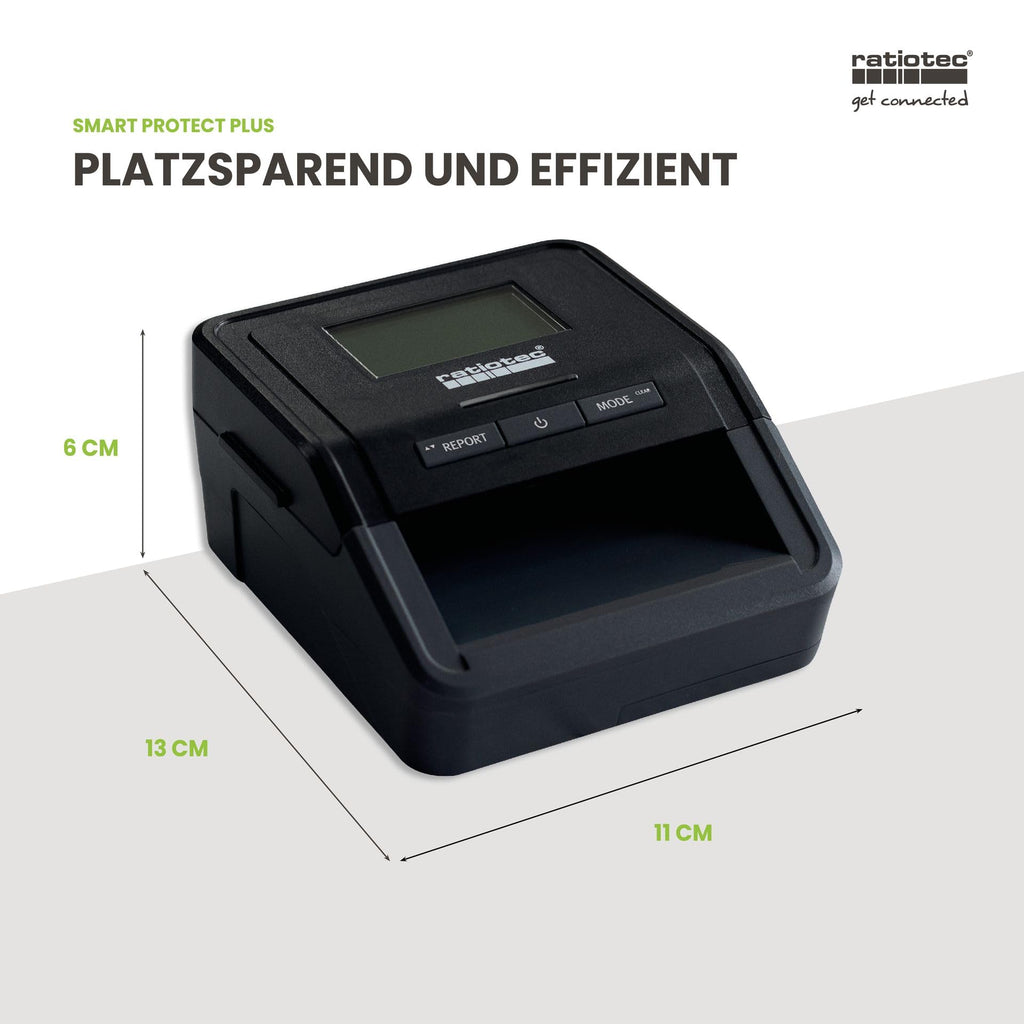 ratiotec Banknotenprüfgerät Smart Protect Plus – automatisches Prüfgerät zur 100% Echtheitsprüfung von Banknoten