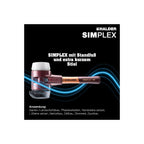 SIMPLEX-Schonhammer, Gummikomposition, mit Standfuß/Superplastik; mit Tempergussgehäuse und hochwertigem extra kurzen Holzstiel | D=80 mm/Stielausführung=extra kurz | 3027.282